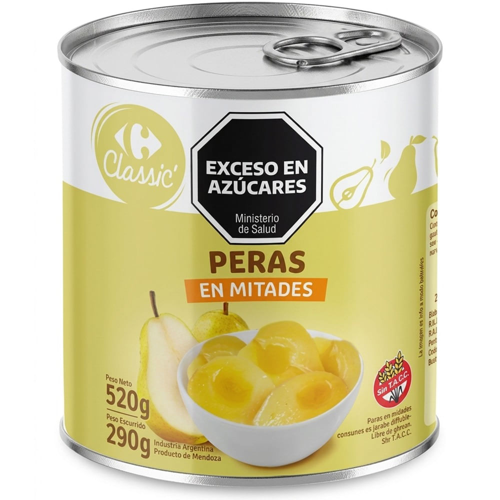 Peras en mitades Carrefour Classic 520 grs