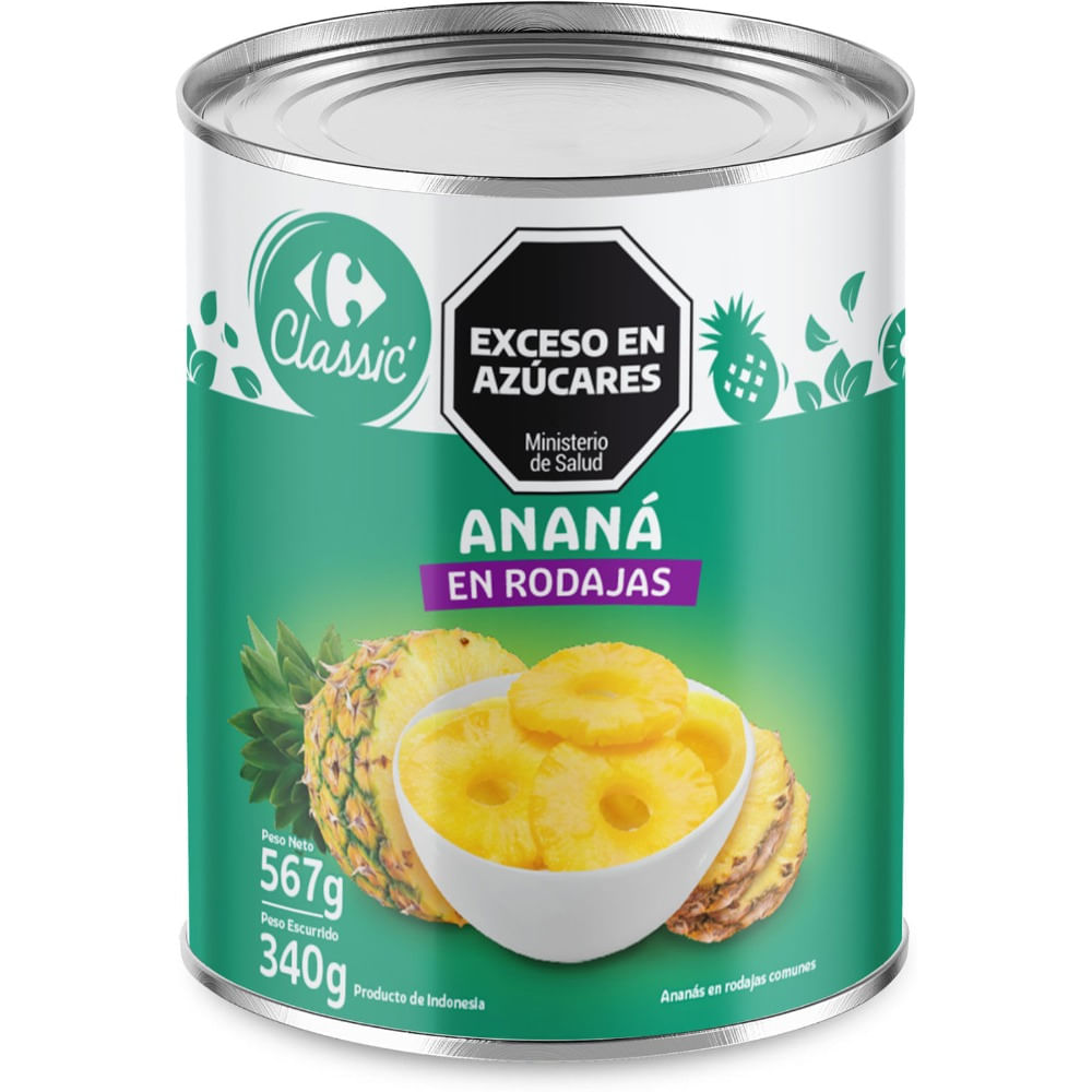 Ananá en rodajas Carrefour Classic 567 grs