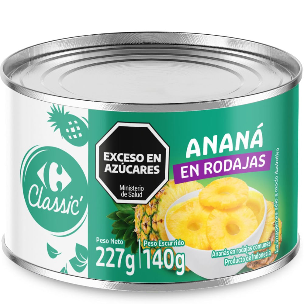 Ananá en rodajas Carrefour Classic lata 227 grs