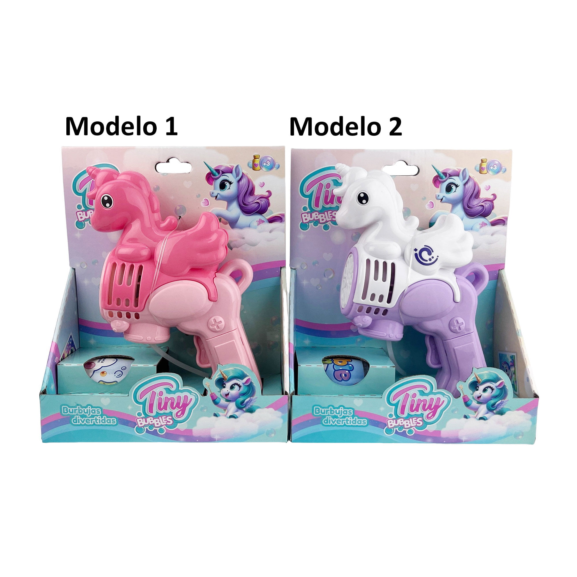 Burbujero unicornio Tiny a pila 2 colores modelos surtidos