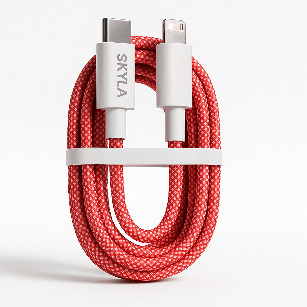 Cable Mallado Para Iphone C - Lightning Carga RáPida 1m Color Rojo