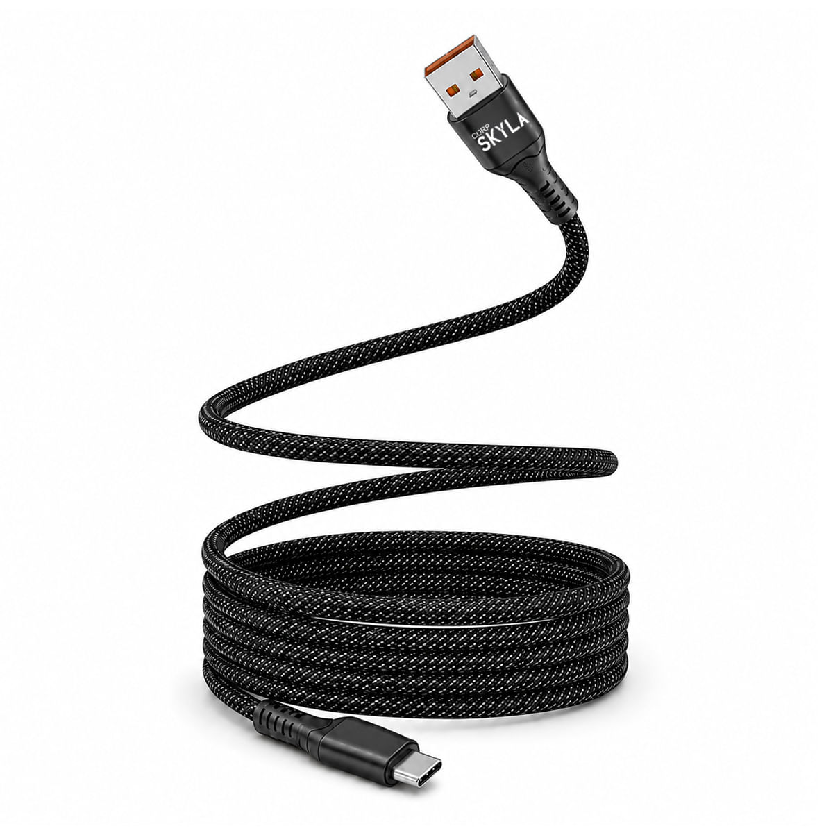 Cable De Carga Usb A Usb-C Mallado Color Negro 60w 1m - Corp Skyla
