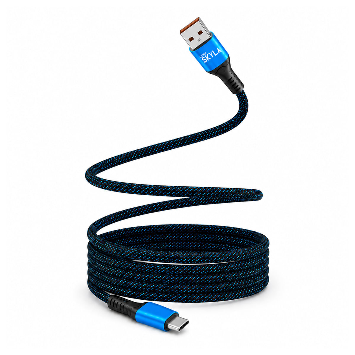 Cable De Carga Usb A Usb-C Mallado Color Azul 60w 1m - Corp Skyla