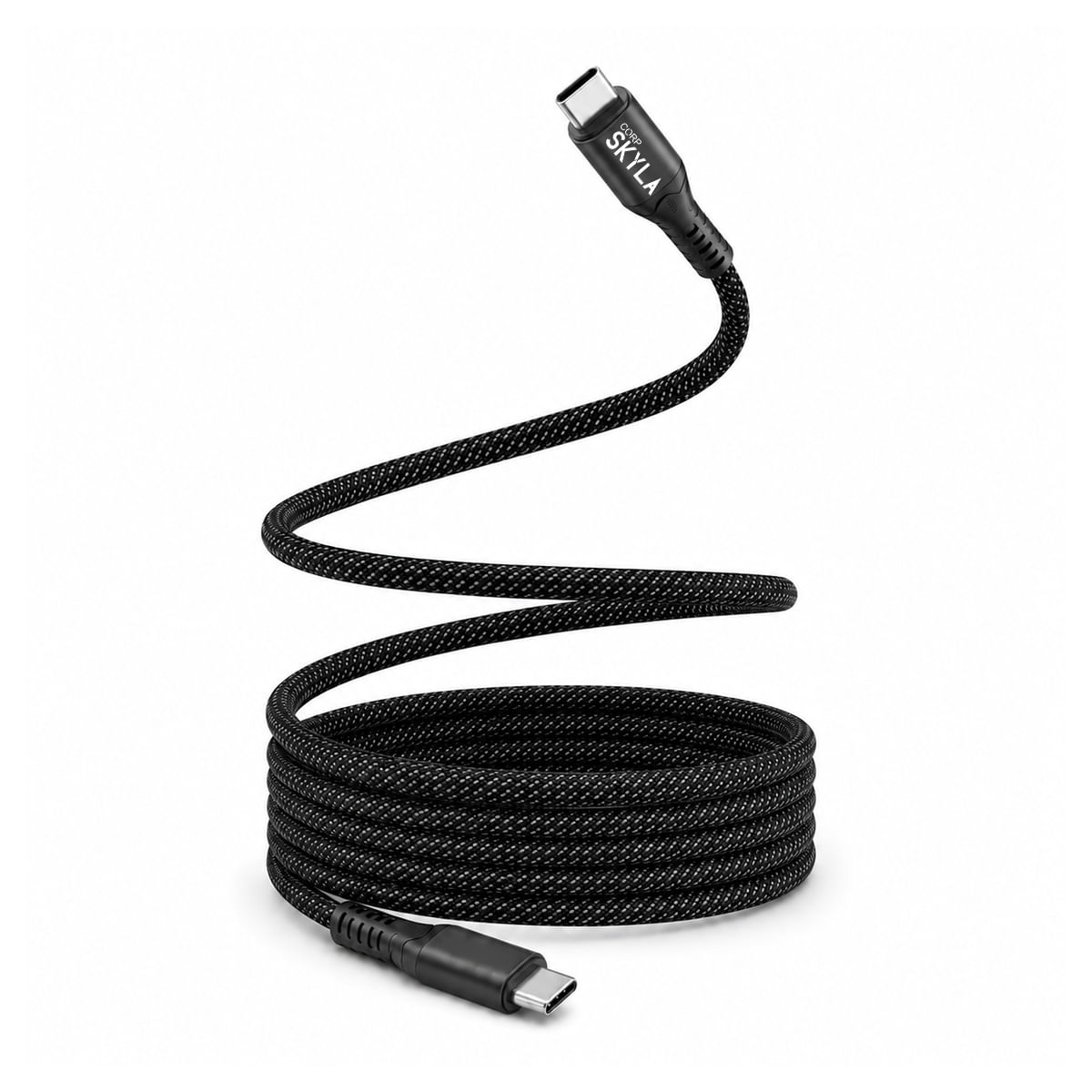 Cable De Carga Usb-C Mallado Color Negro 60w 1m - Corp Skyla