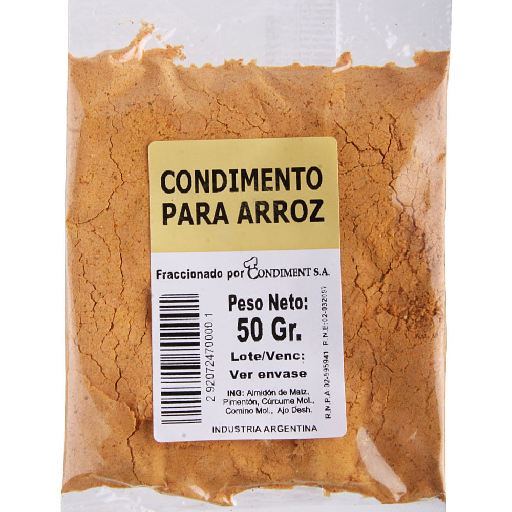 Condimento para arroz 50 g.