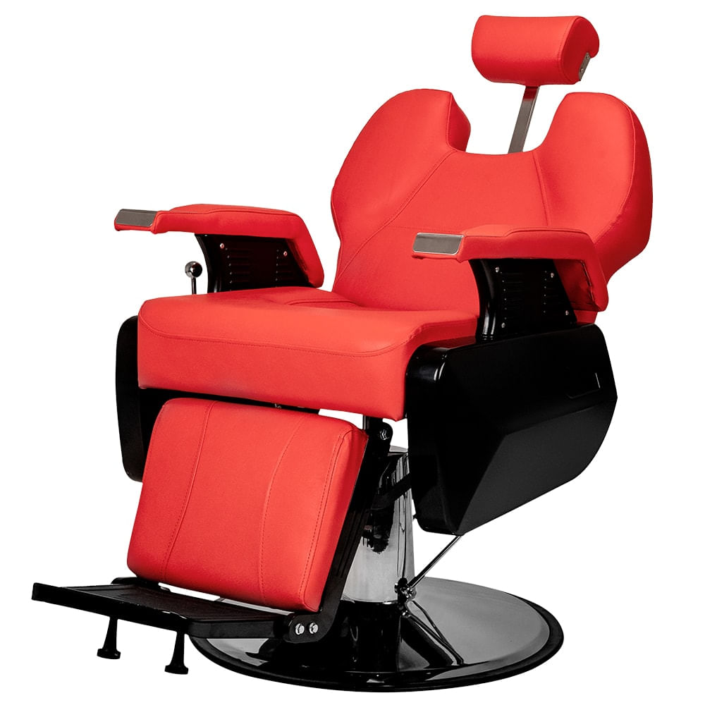 Sillon Barbero Hidráulico Peluquería Gadnic Altura Regulable Asiento Reclinable Giro 360 (Rojo)
