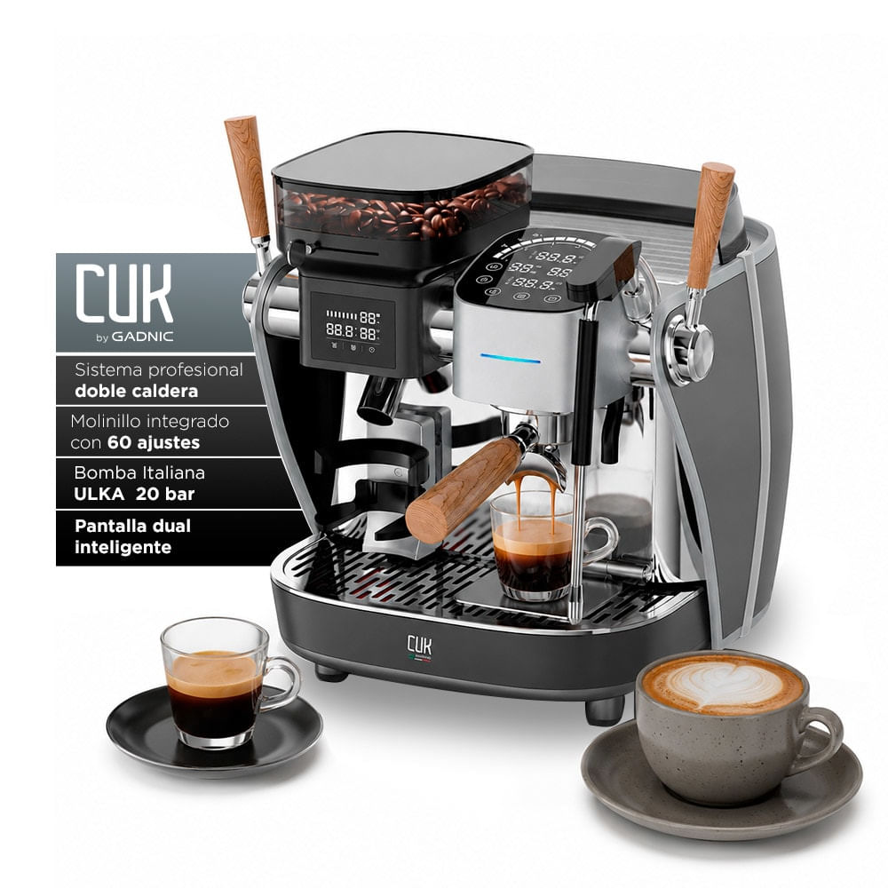 Cafetera Espresso 3200w Cuk By Gadnic Con Molinillo Integrado 20 Bar Vaporizador De Leche