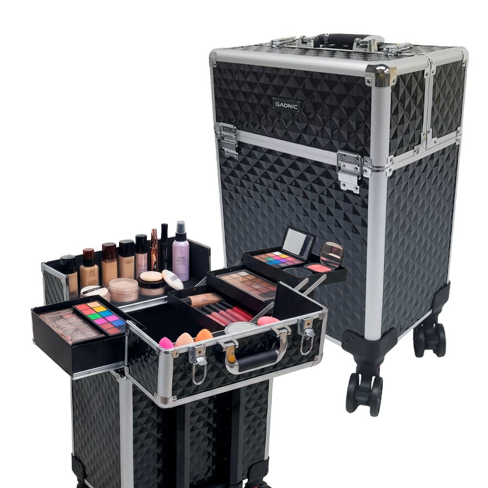 Valija Maletin Maquillaje Gadnic Porta Cosmeticos Manicura Trolley Carro Con Ruedas 4 Bandejas