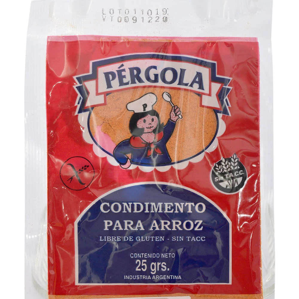 Condimento para arroz Pergola 25 g. sin TACC