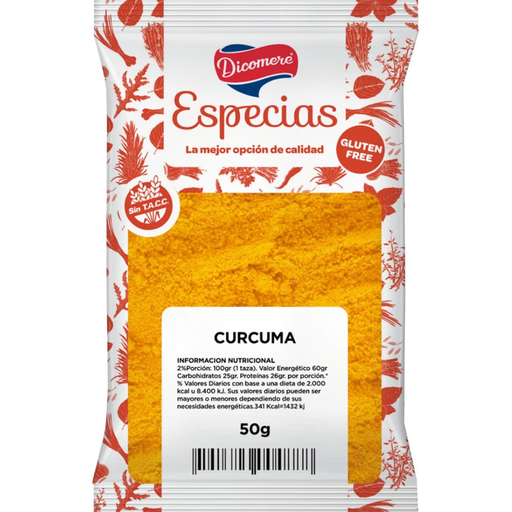 Cúrcuma Dicomere sin TACC sobre 50 g.