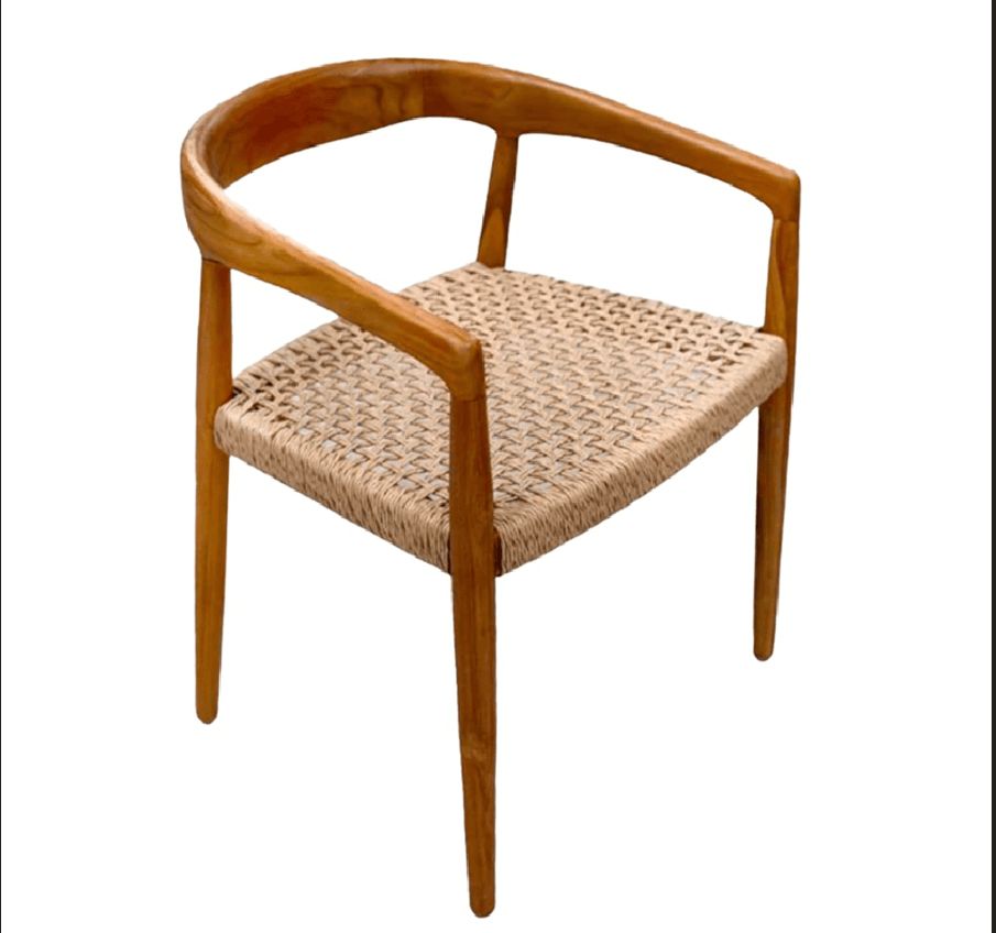 Sillón Bali Kraft de Tejido Ratán y Madera Teka Laqueado Natural