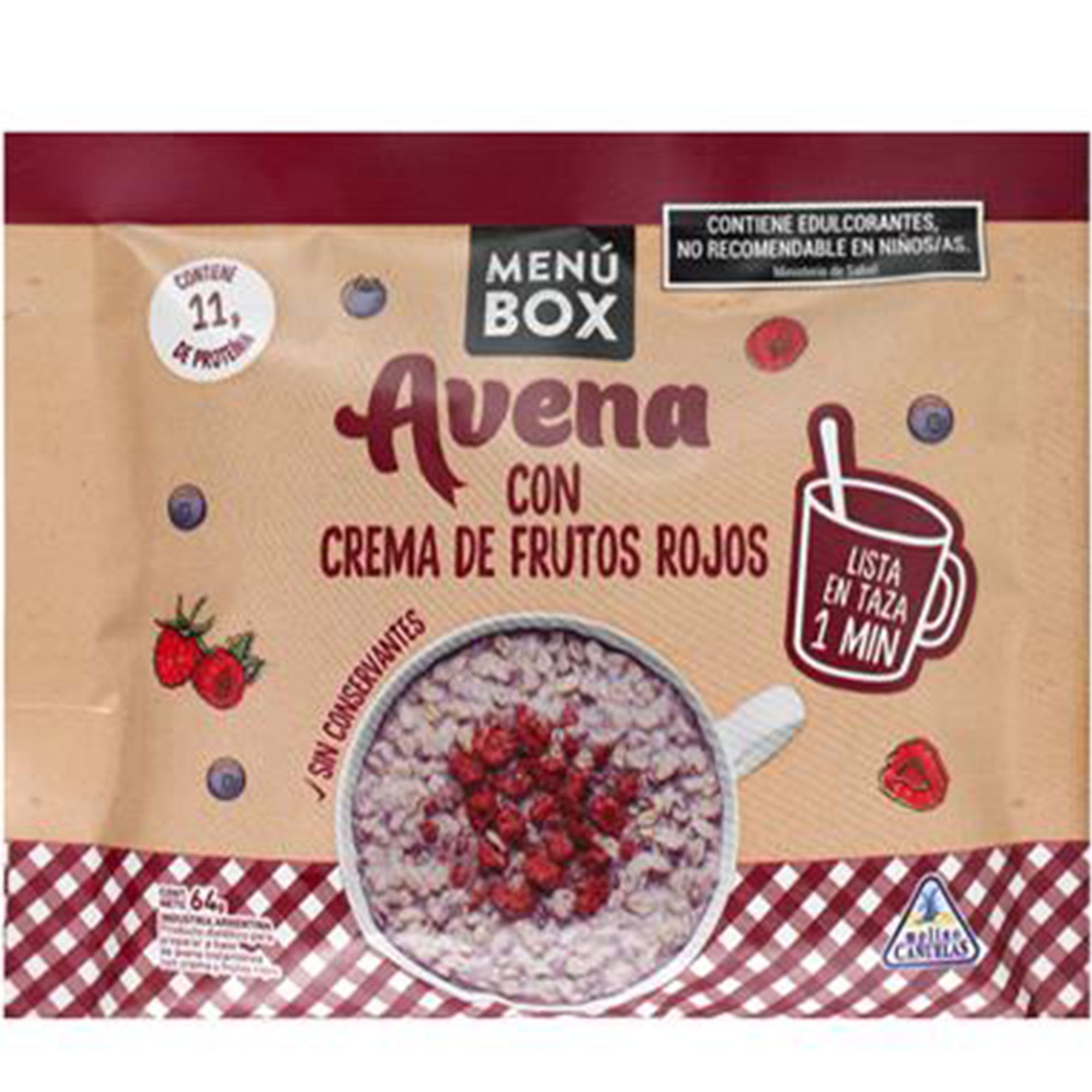 Avena crema de frutos rojos Menu Box en sobre 64 grs