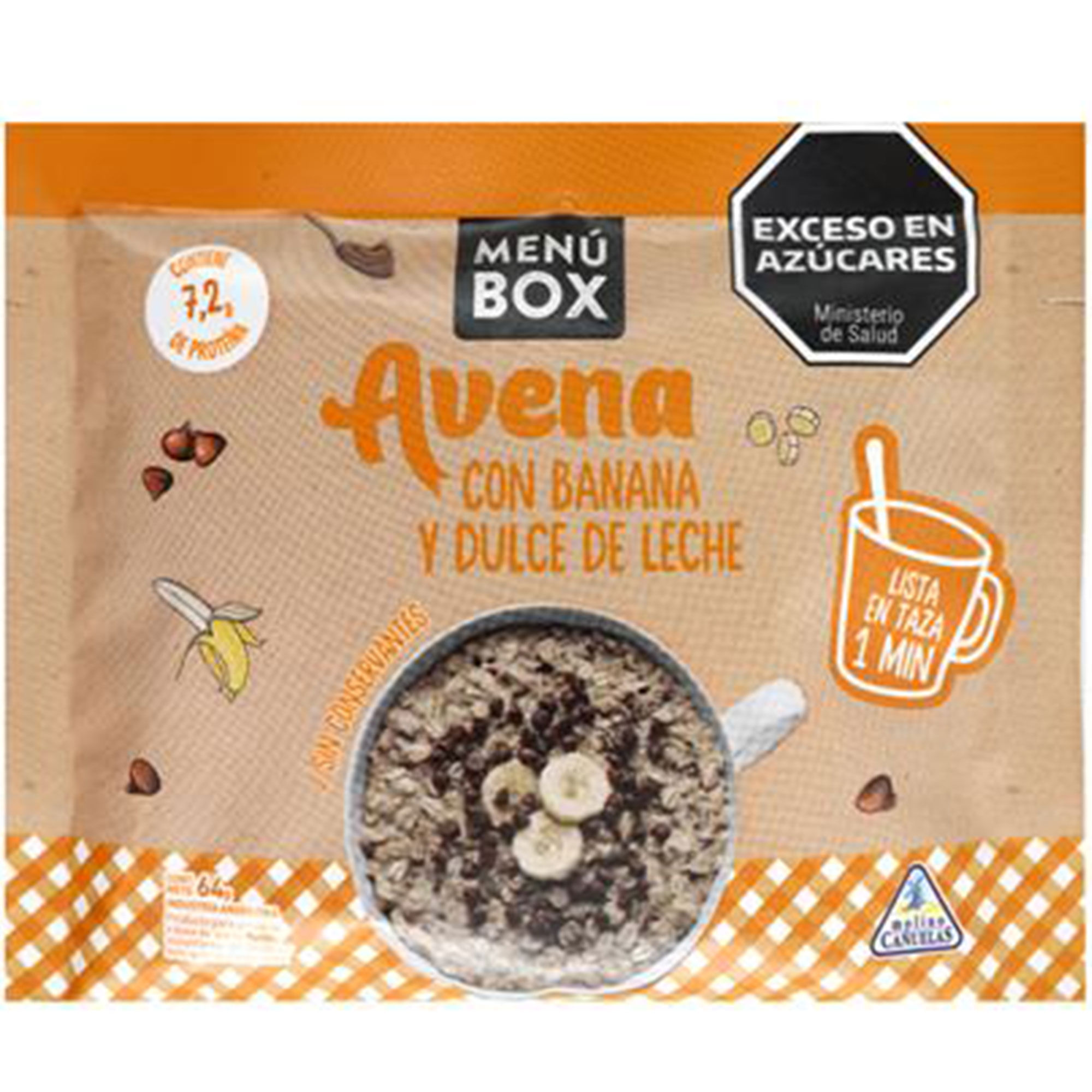 Avena de banana y dulce de leche Menu Box en sobre 64 grs