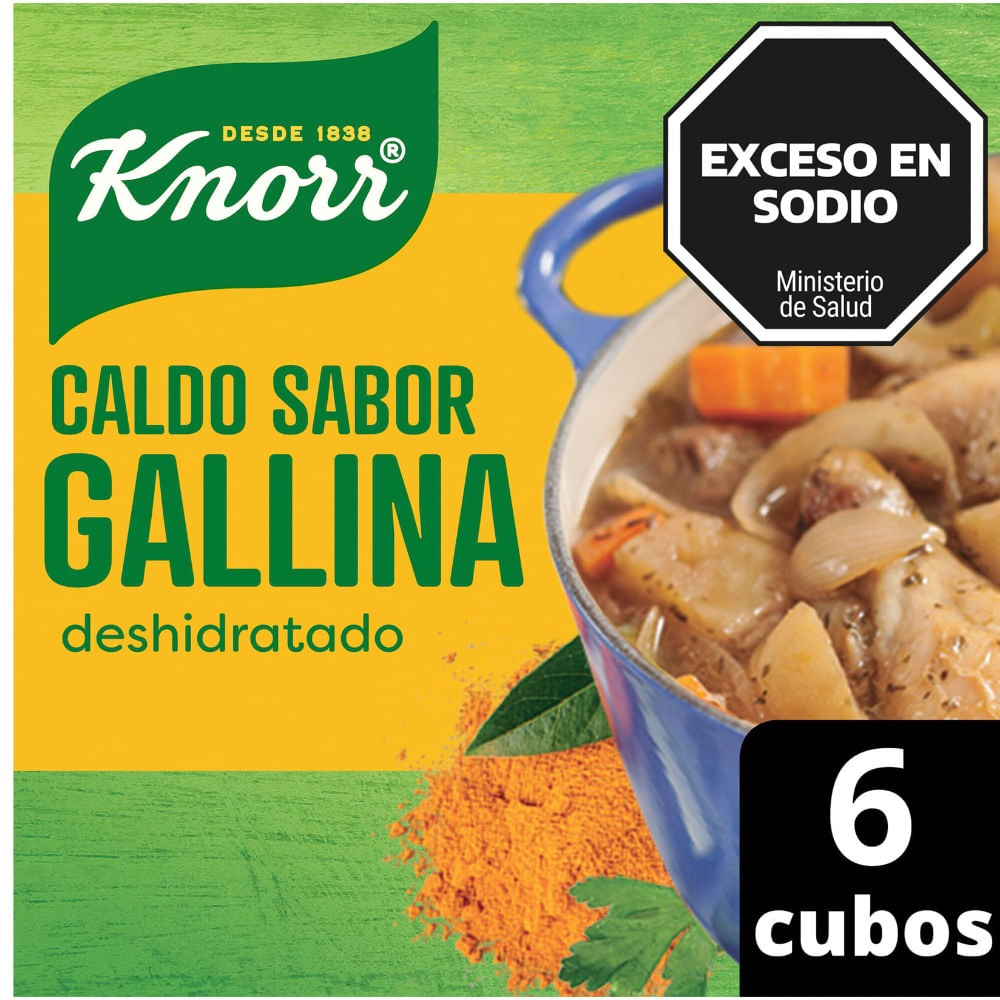 Caldo Knorr de gallina deshidratado 6 cubos.