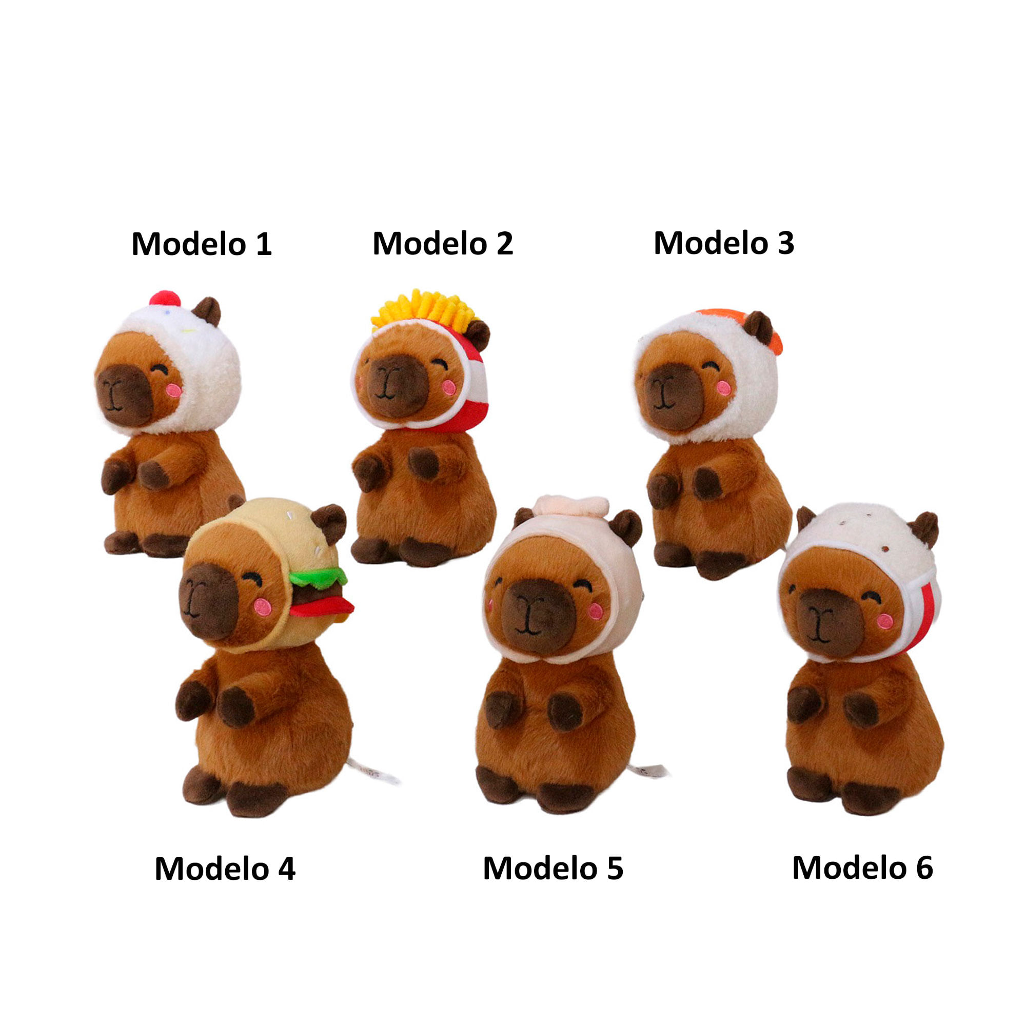 Peluche capibara 18 cm 6 Modelos Surtidos