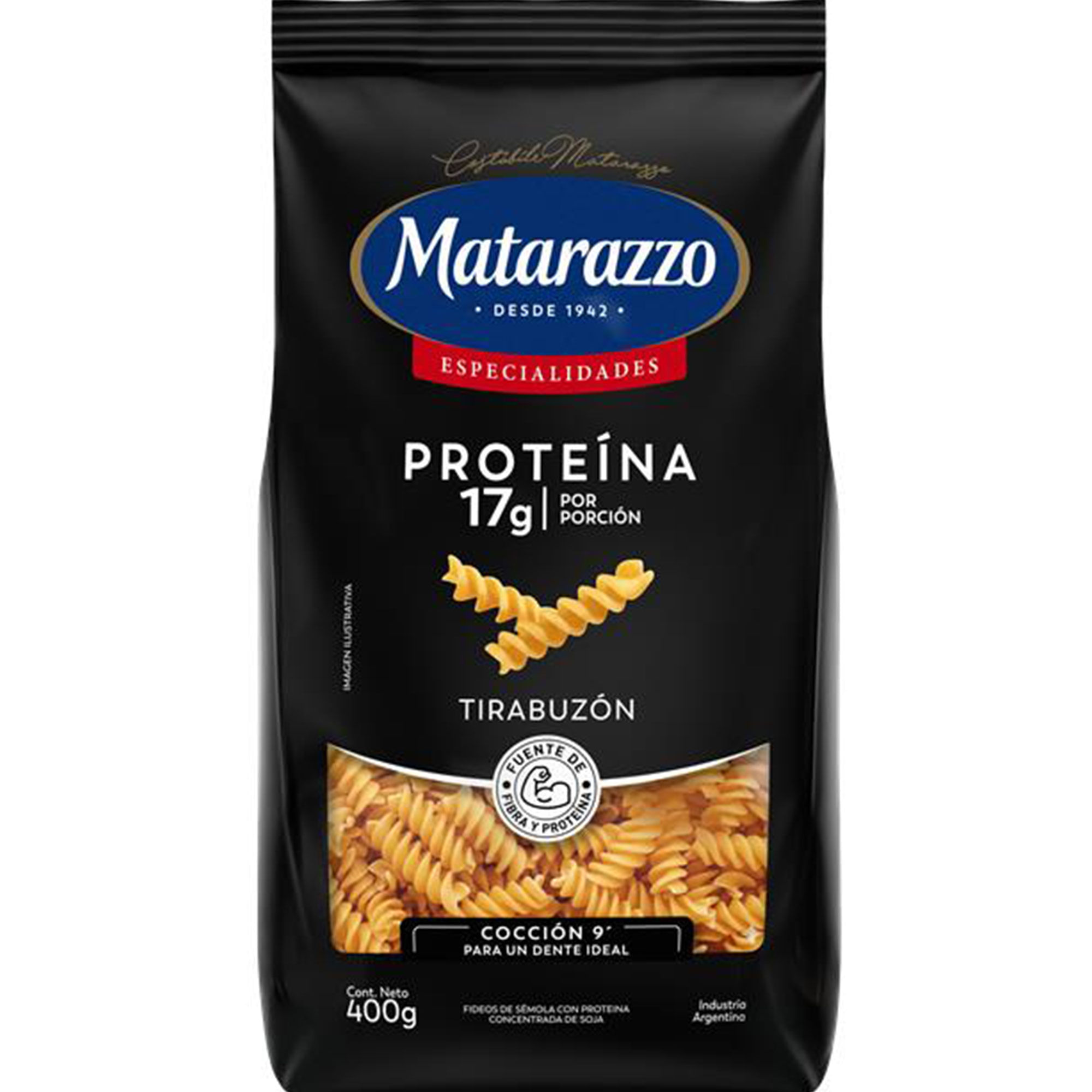 Fideos tirabuzón Matarazzo proteina plus 400 grs