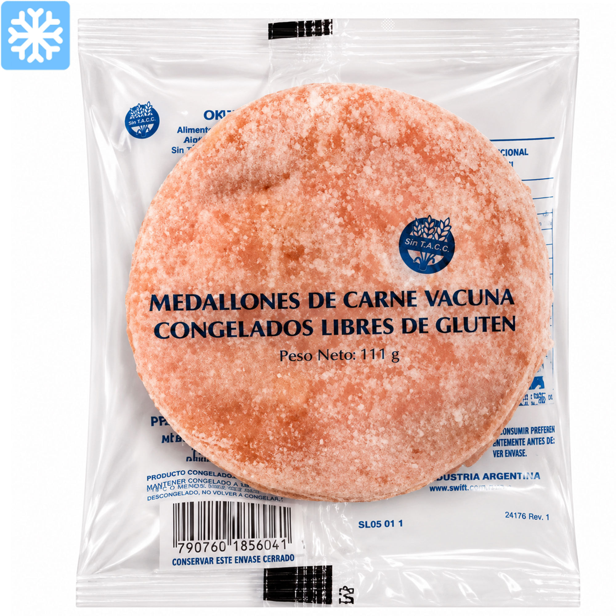 Medallón de carne vacuna congelados 2 uni