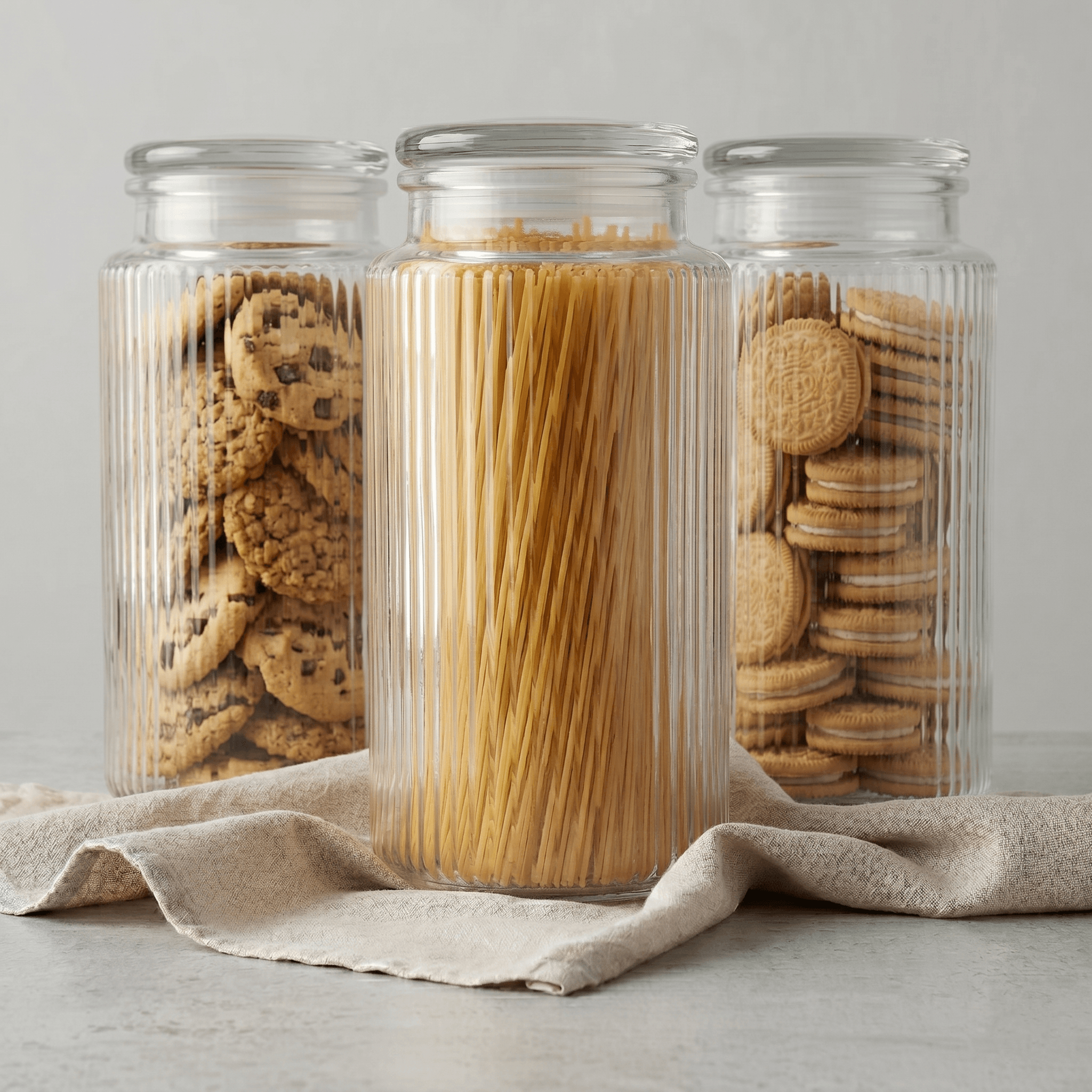 Set x3 Frascos Vidrio Contenedor Herméticos Facetados 1600 ml Aston