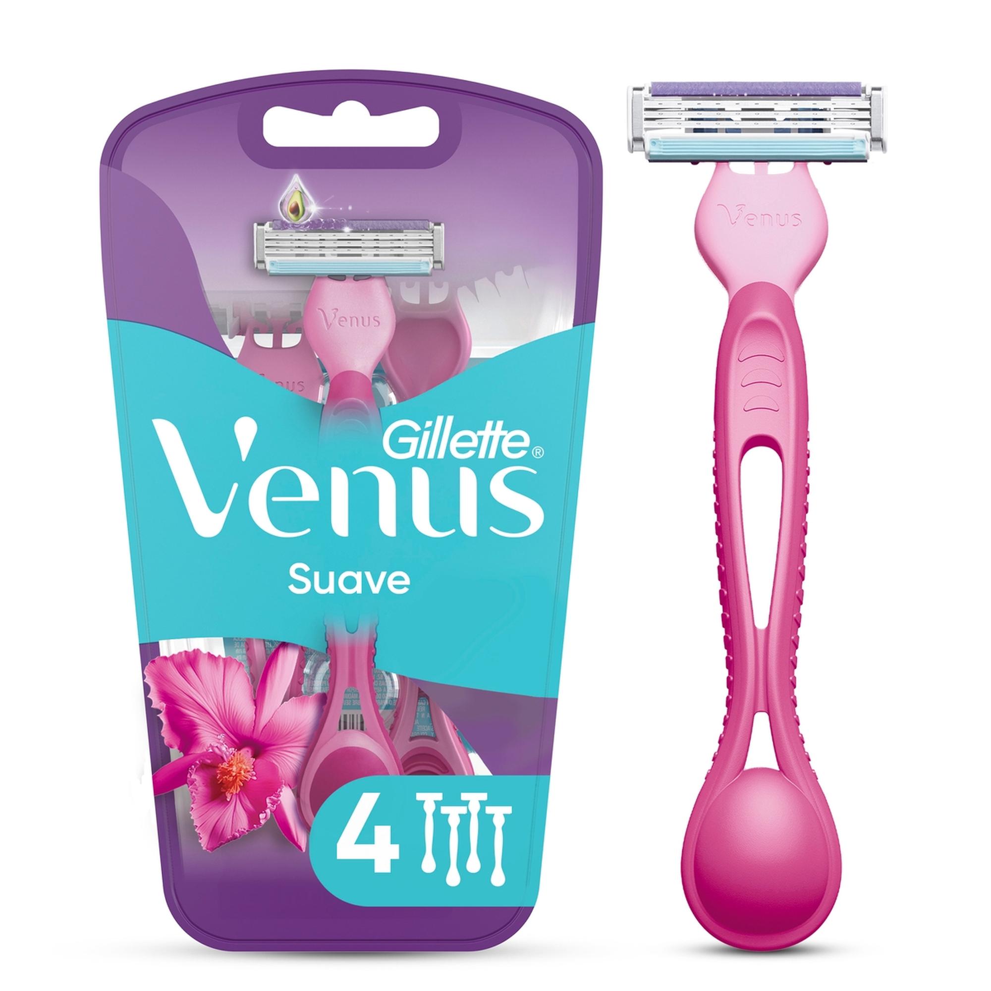 Máquina De Afeitar Para Mujer Gillette Venus Suave Con Aloe Y 3 Hojas 4 Uds