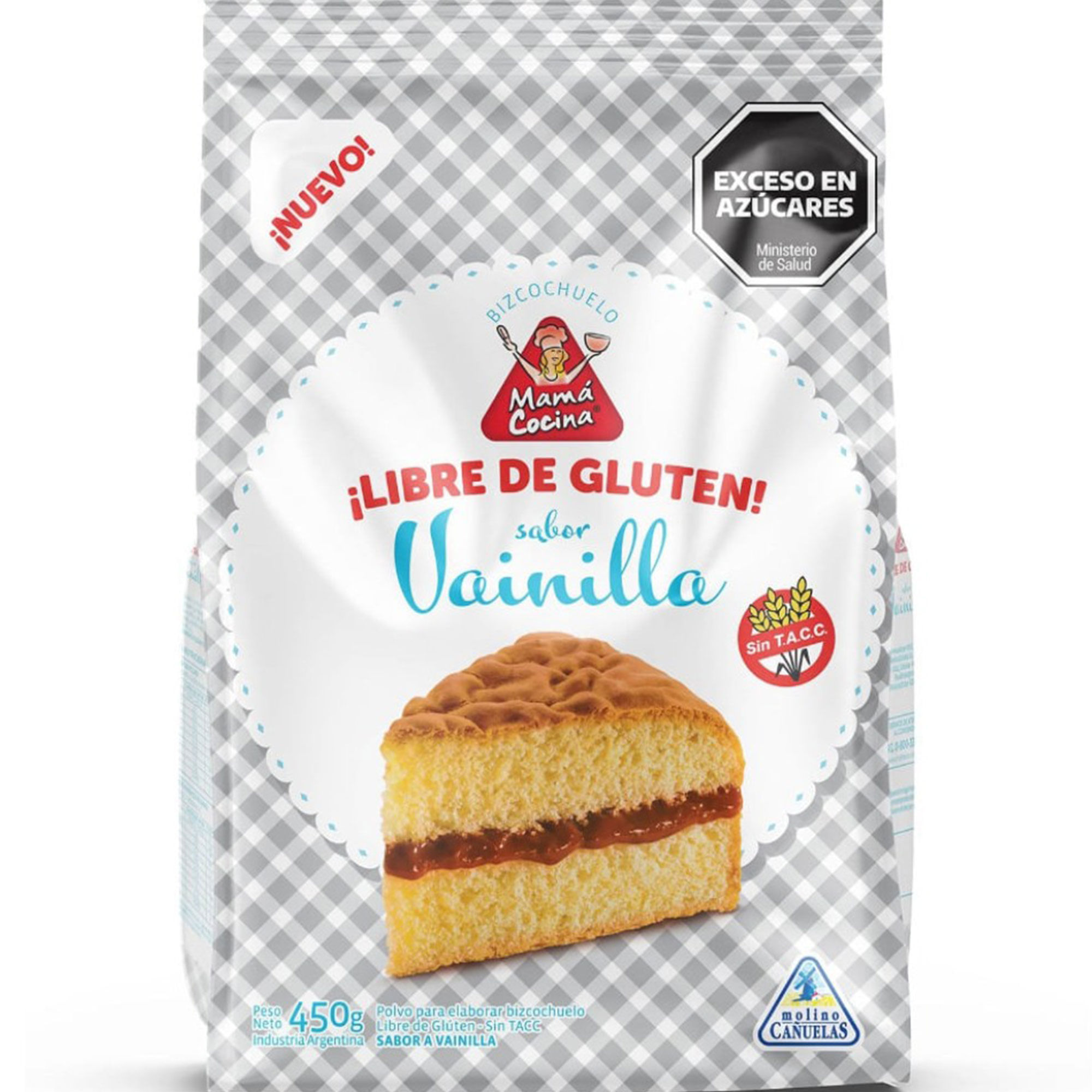 Premezcla bizcochuelo sin tacc Mamá cocina de vainilla 450 g.