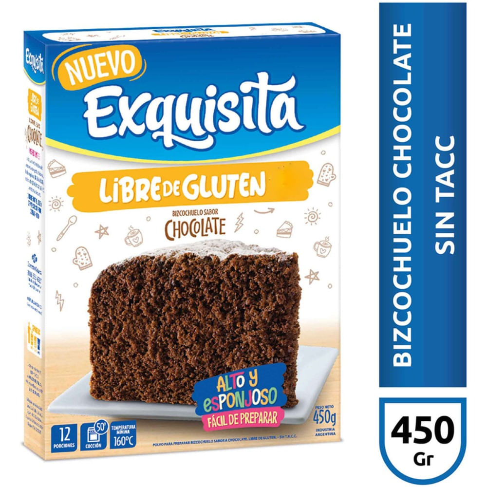 Bizcochuelo sin tacc Exquisita de chocolate 450 g.