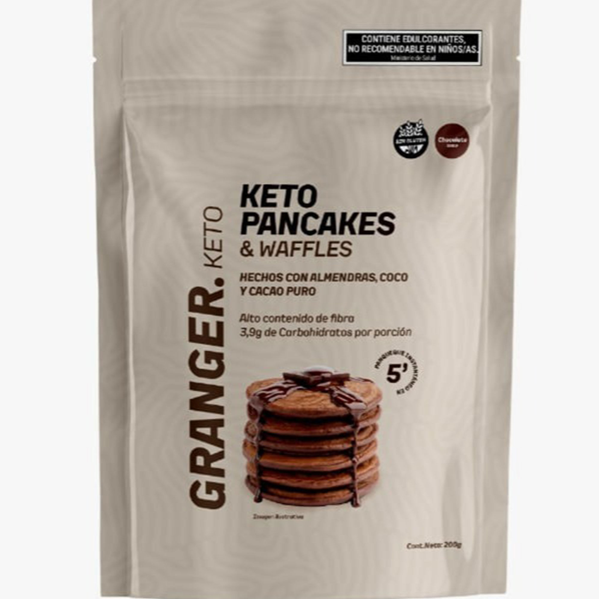 Premezcla pancake keto Granger sabor chocolate 200 grs