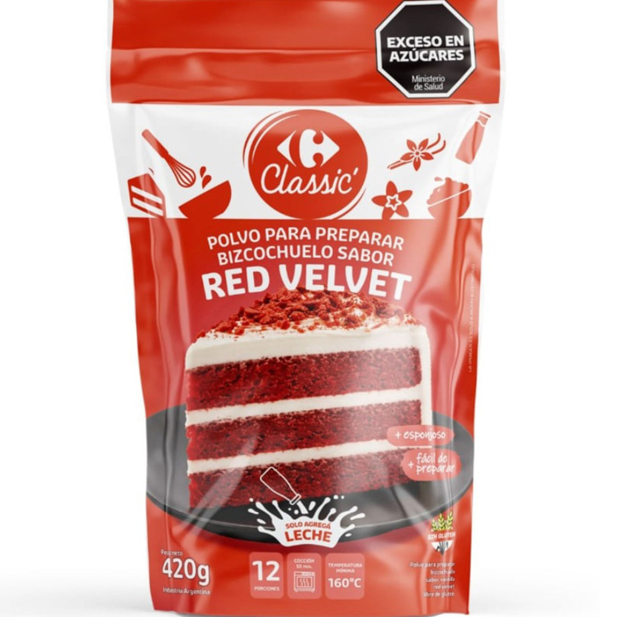 Bizcochuelo Red Velvet Carrefour Classic 420 grs