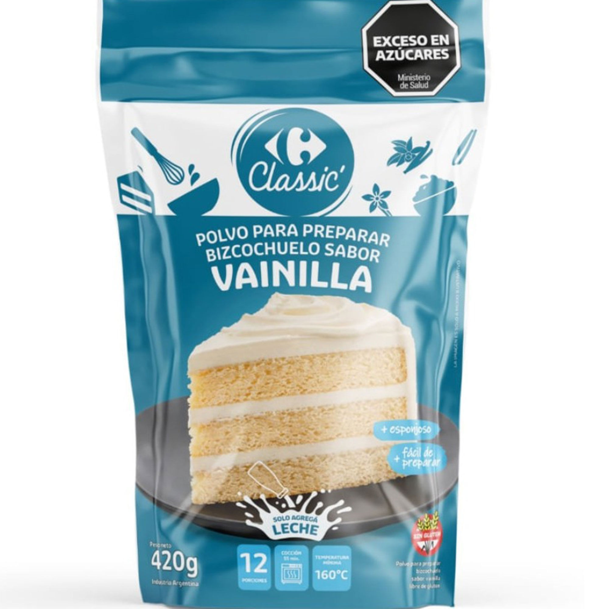 Bizcochuelo Carrefour Classic sabor vainilla 420 grs