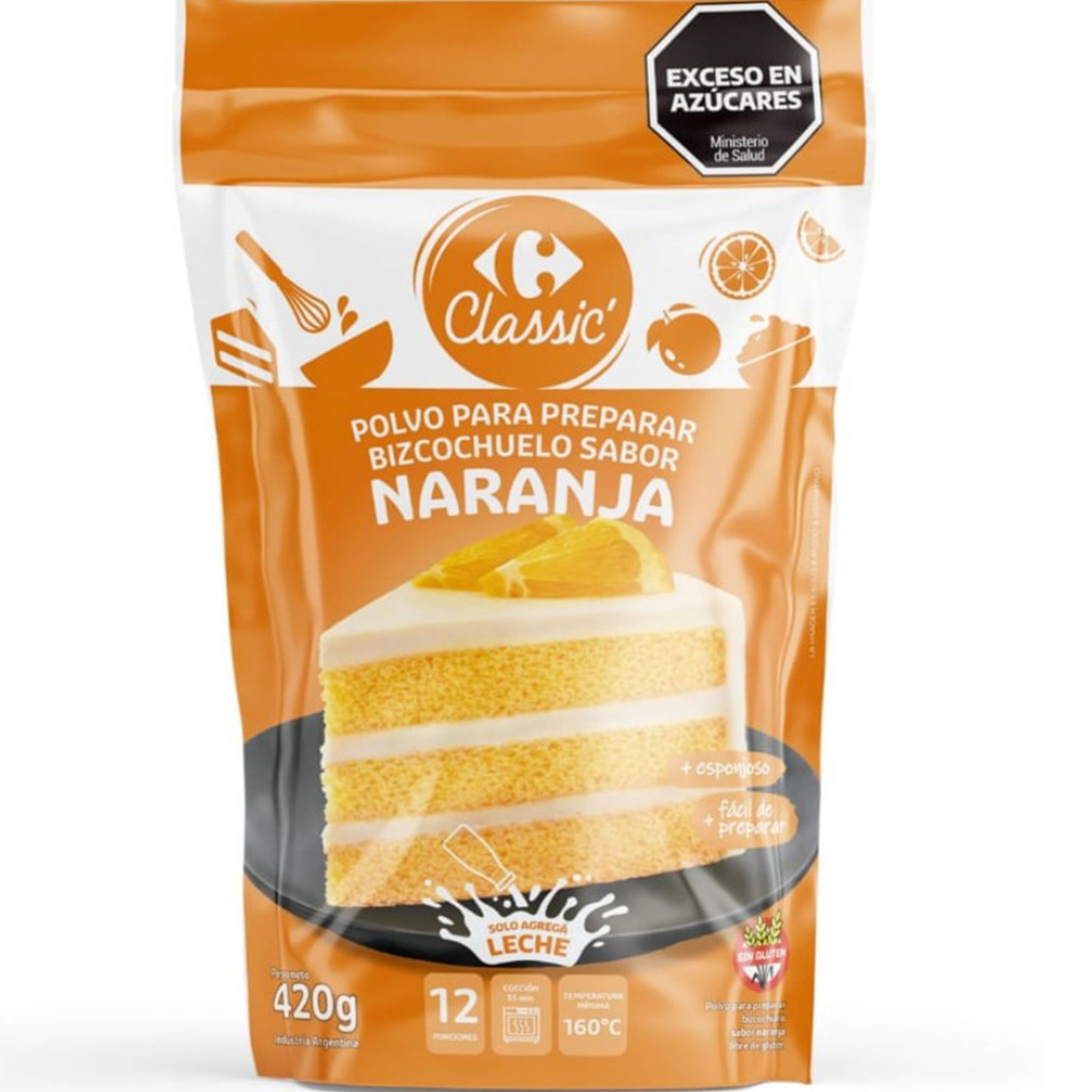 Bizcochuelo Carrefour Classic sabor naranja 420 grs