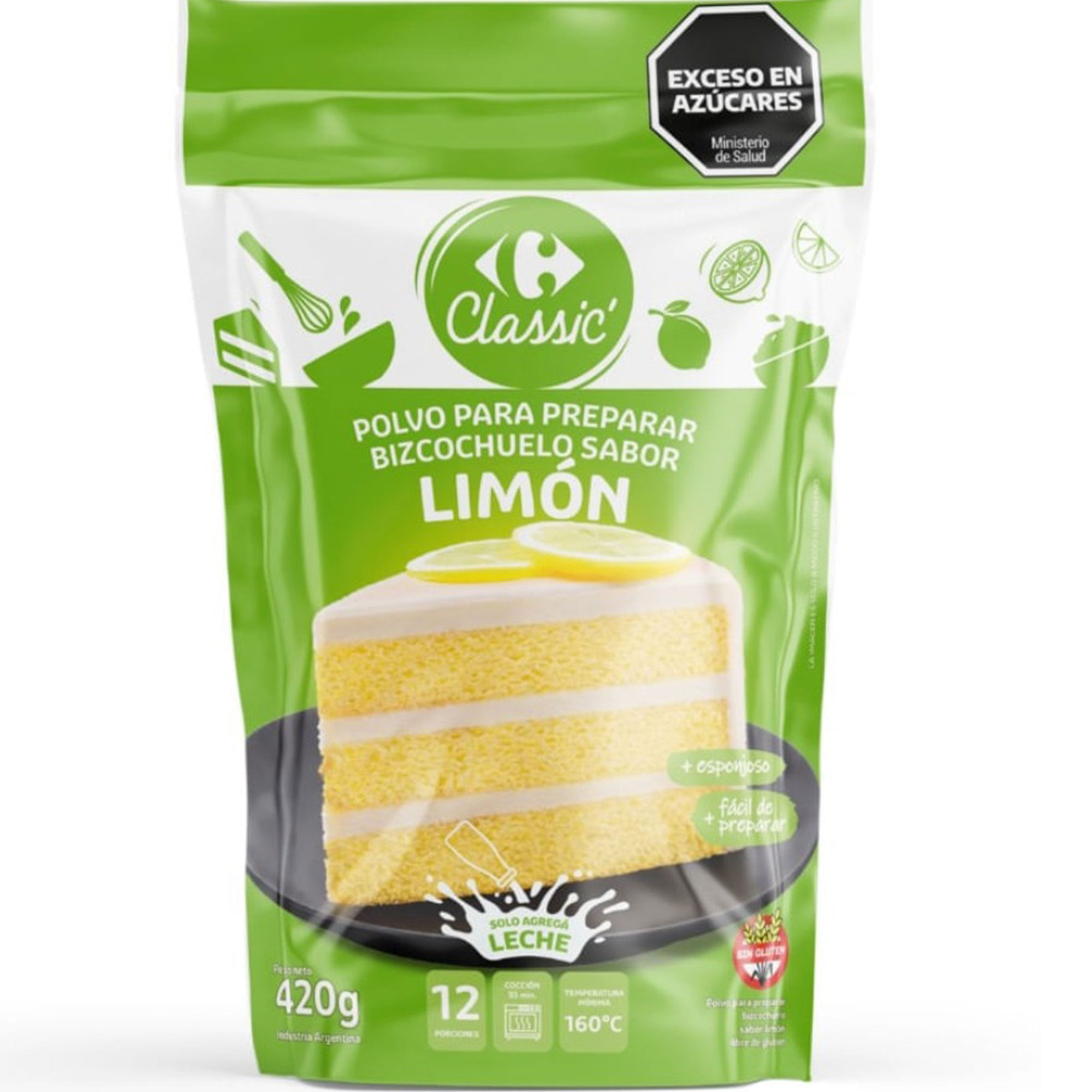 Bizcochuelo Carrefour Classic sabor limón 420 grs
