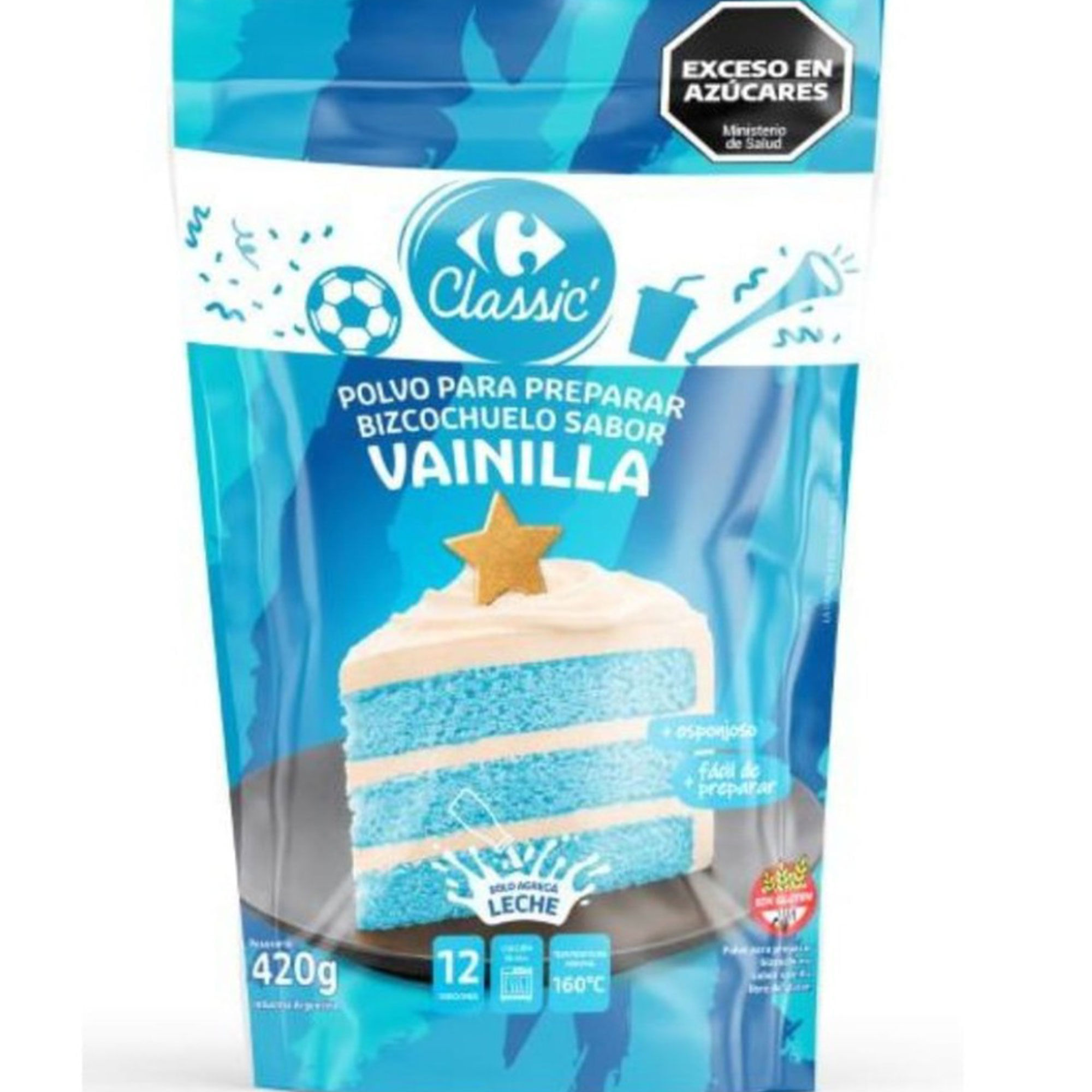 Bizcochuelo Mundial Carrefour Classic sabor vainilla 420 grs