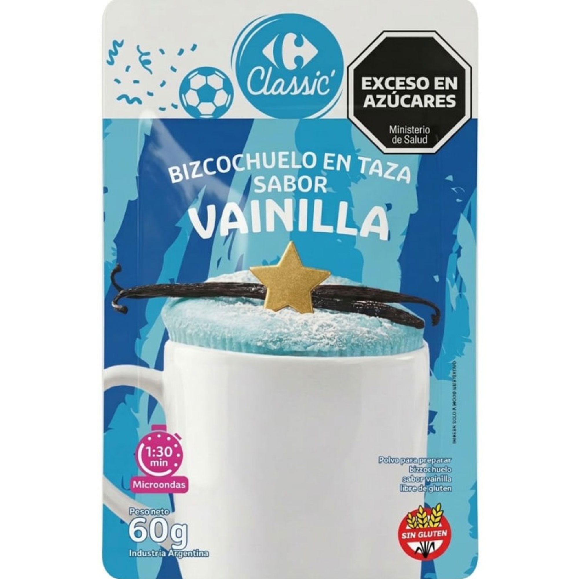 Bizcochuelo taza Mundial Carrefour Classic sabor vainilla 60 grs