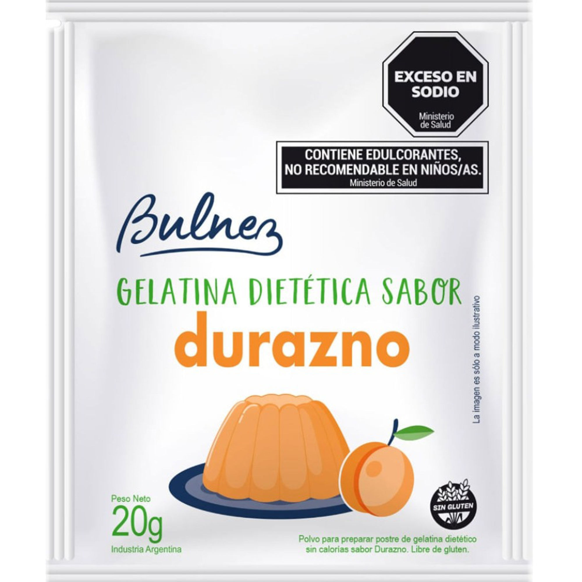 Gelatina light Bulnez de durazno 20 grs