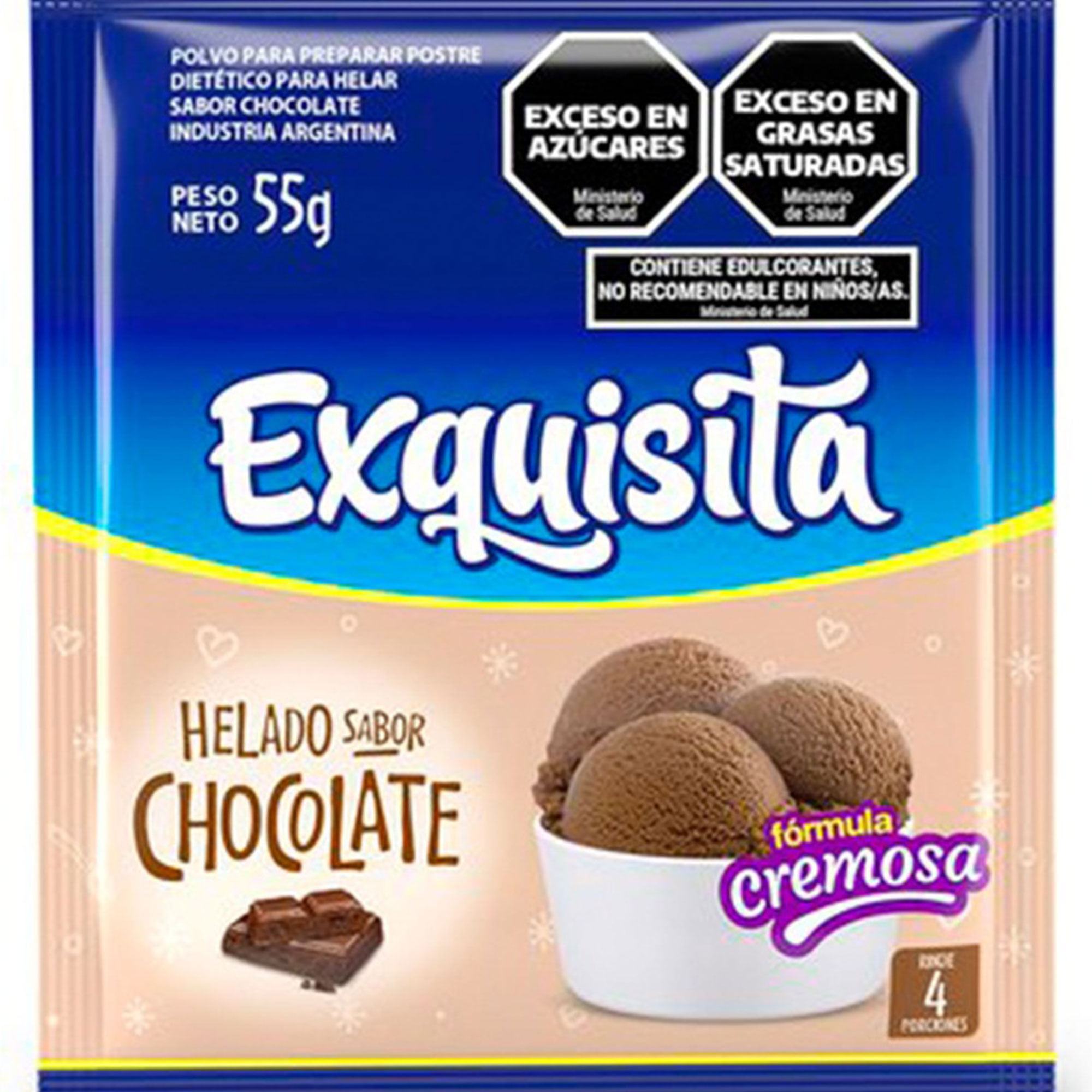 Helado Exquisita de chocolate fortificado 55 g,