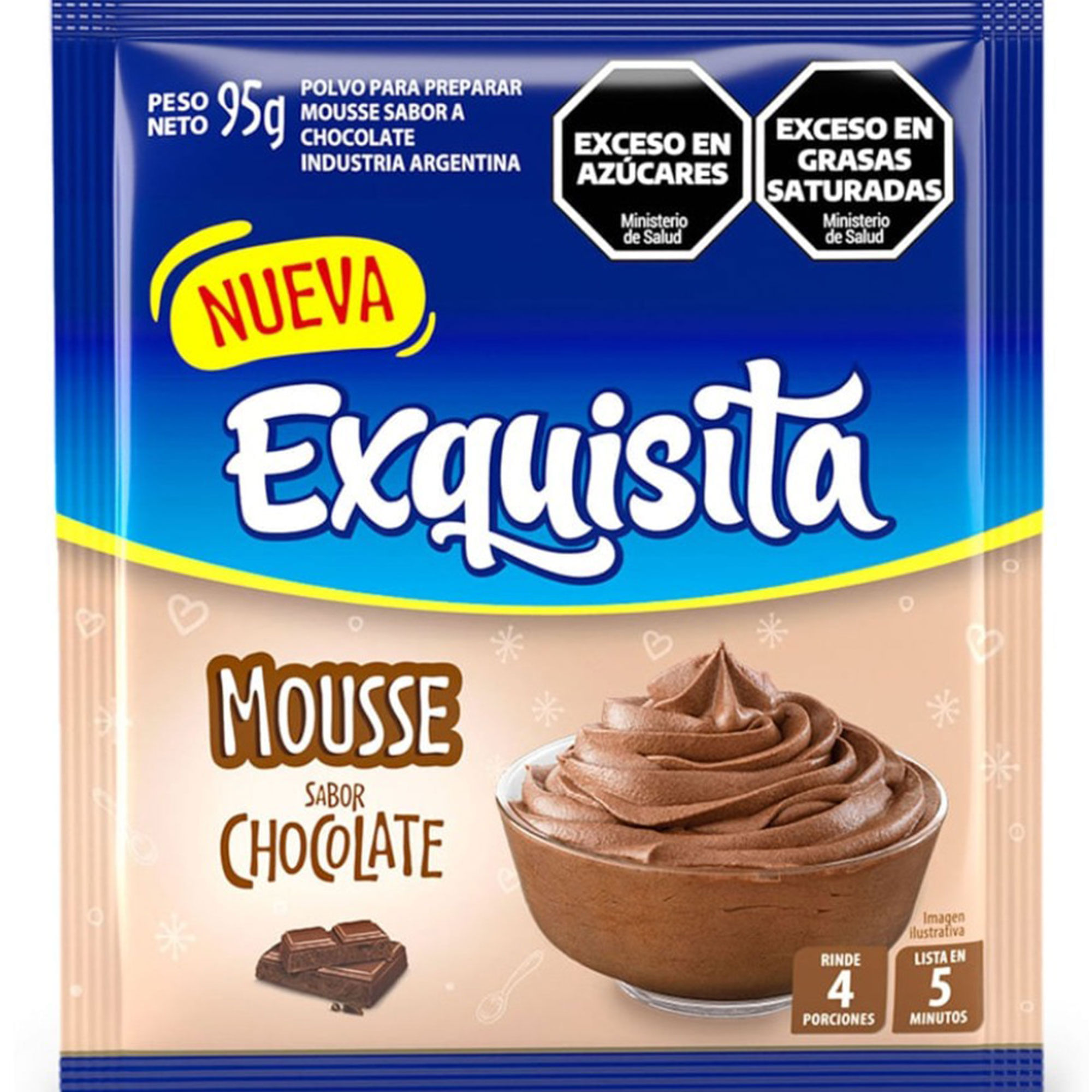 Mousse de chocolate Exquisita en sobre 95 g.
