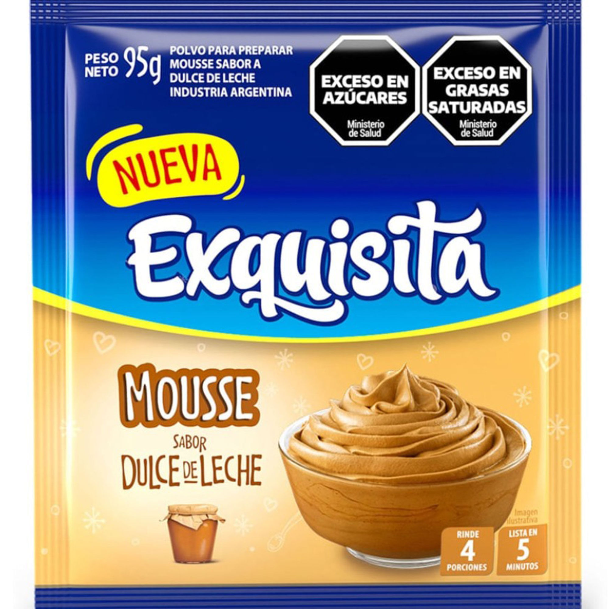 Mousse de dulce de leche Exquisita en sobre 95 g.