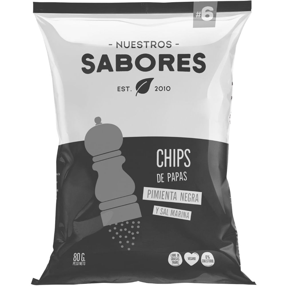 Chips papa y pimienta Nuestros Sabores bolsa sin TACC 80 g.