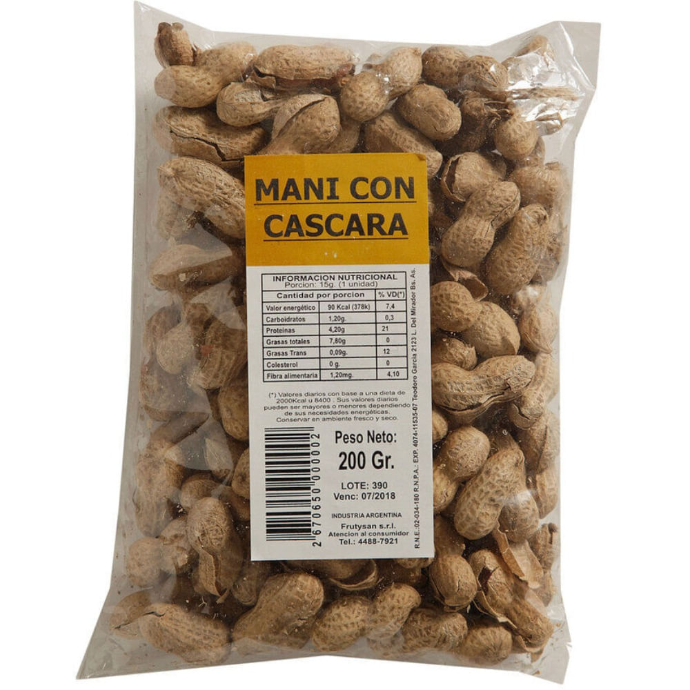 Maní con cáscara 200 g.