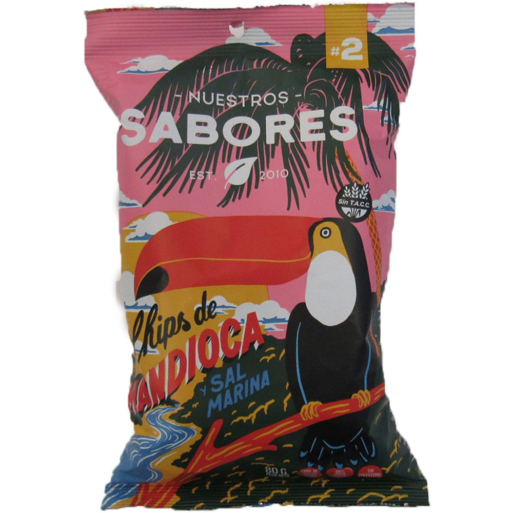 Chips de mandioca sin TACC Nuestros Sabores yukitas 85 g.
