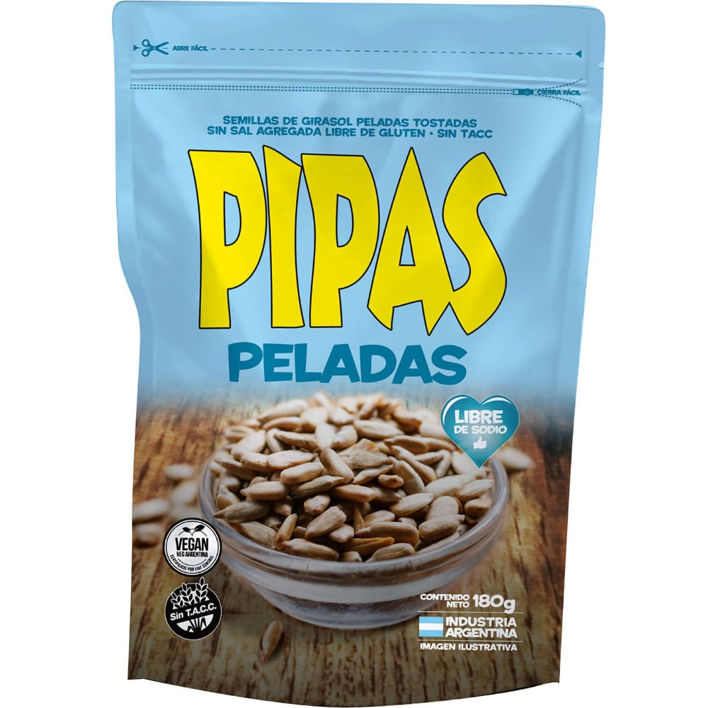 Semillas de girasol Pipas sin sal peladas 180 g.