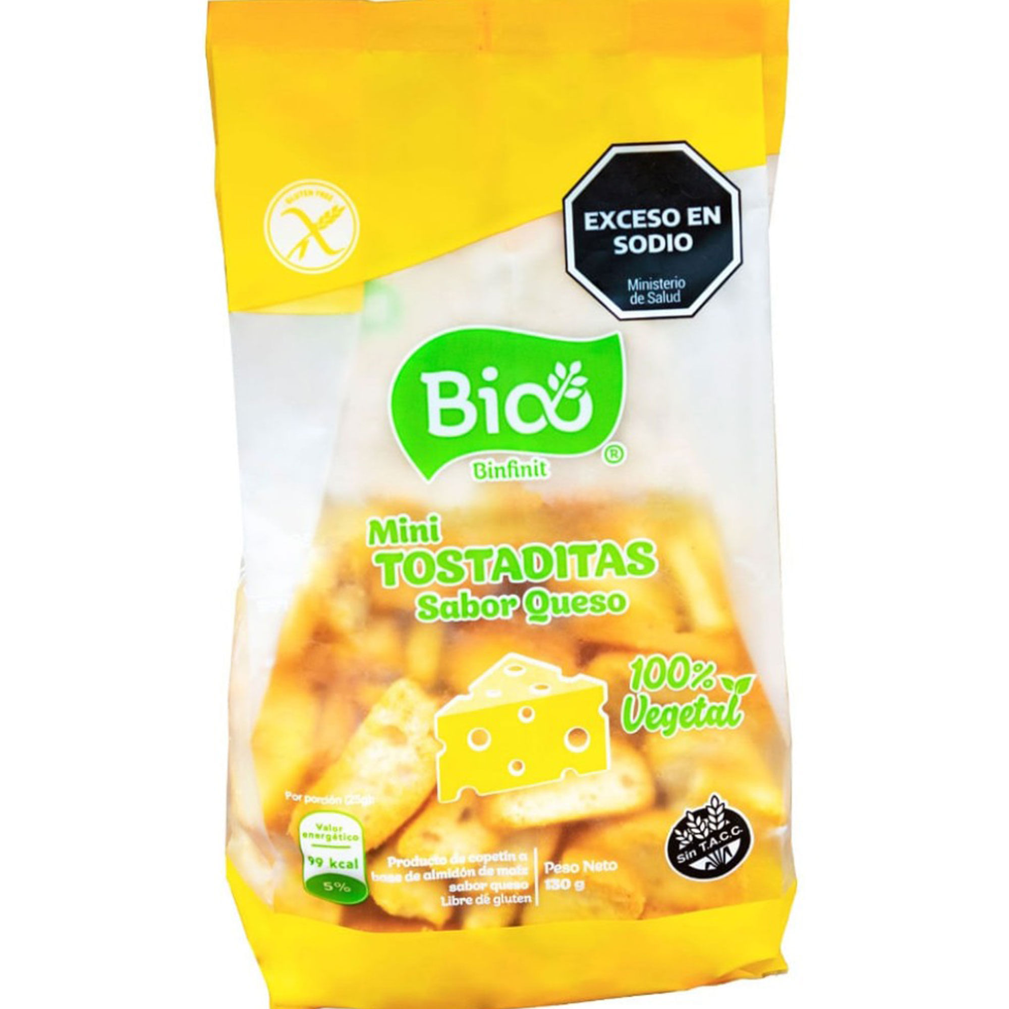 Snacks sin tacc Binfinit sabor queso 130 g.