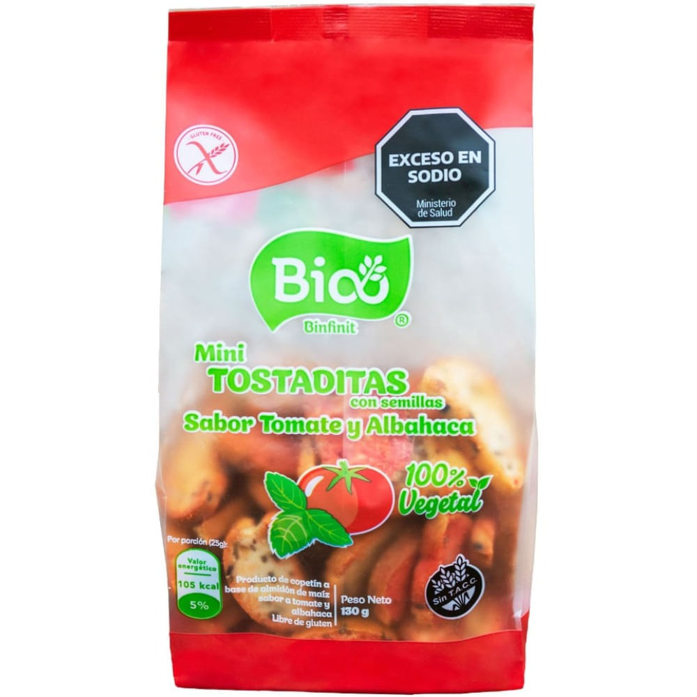 Snacks sin tacc Binfinit sabor tomate 130 g.