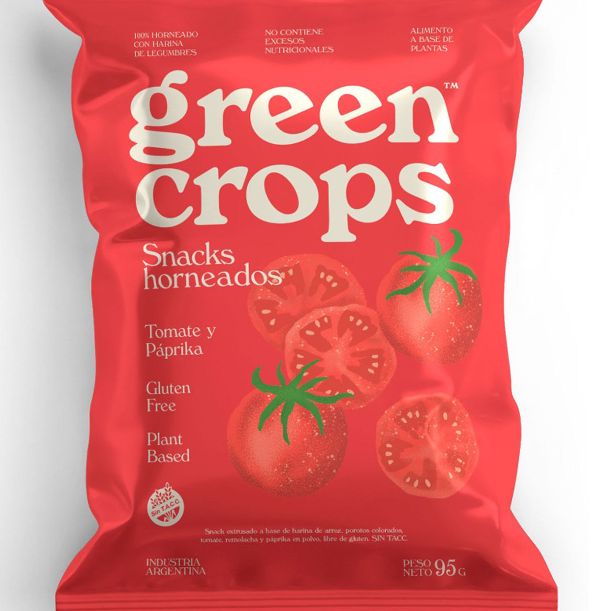Snacks tomate y paprika Green Crops 95 g.