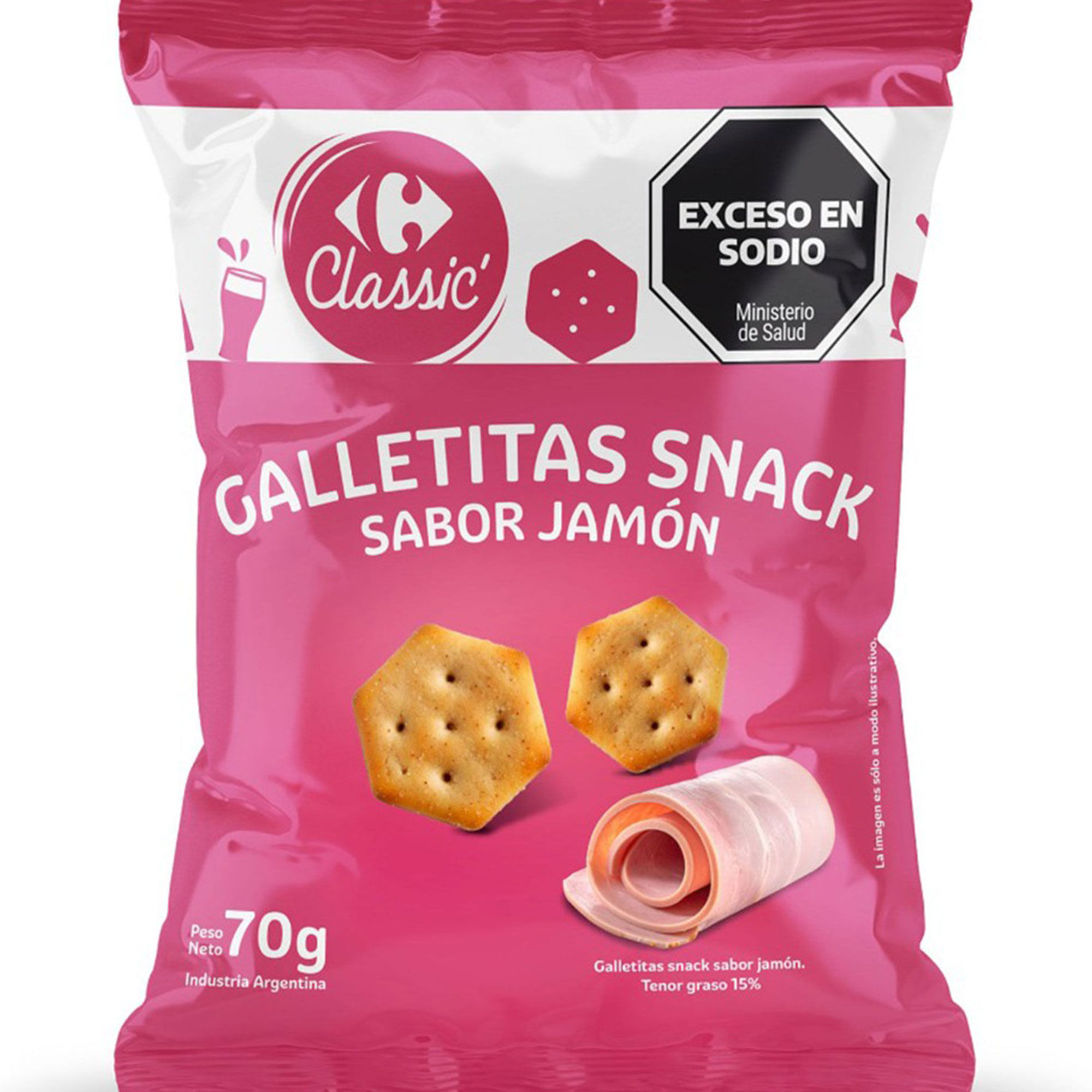 Galletitas snack Carrefour Classic sabor jamón 70 grs