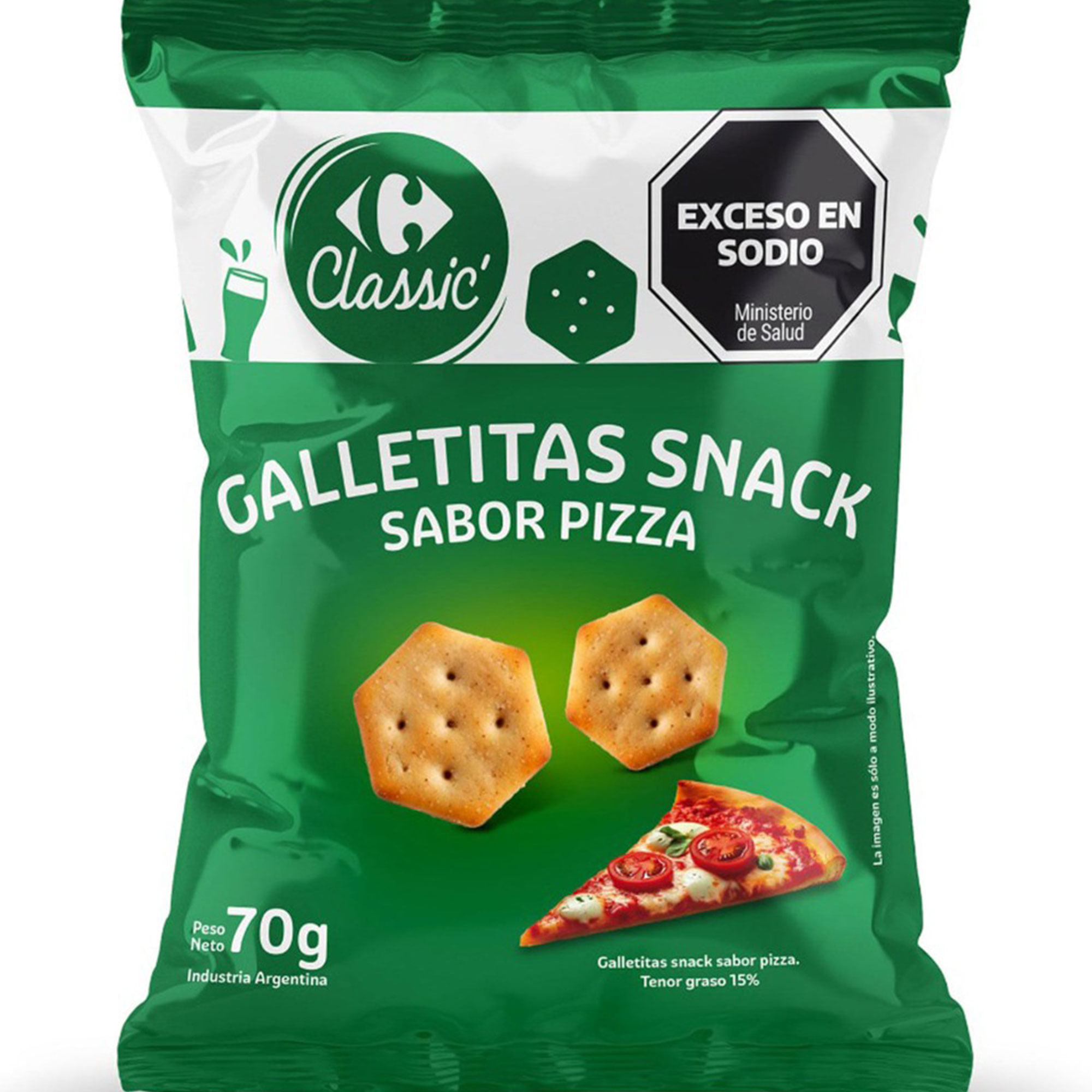 Galletitas snacks Carrefour Classic sabor pizza 70 grs
