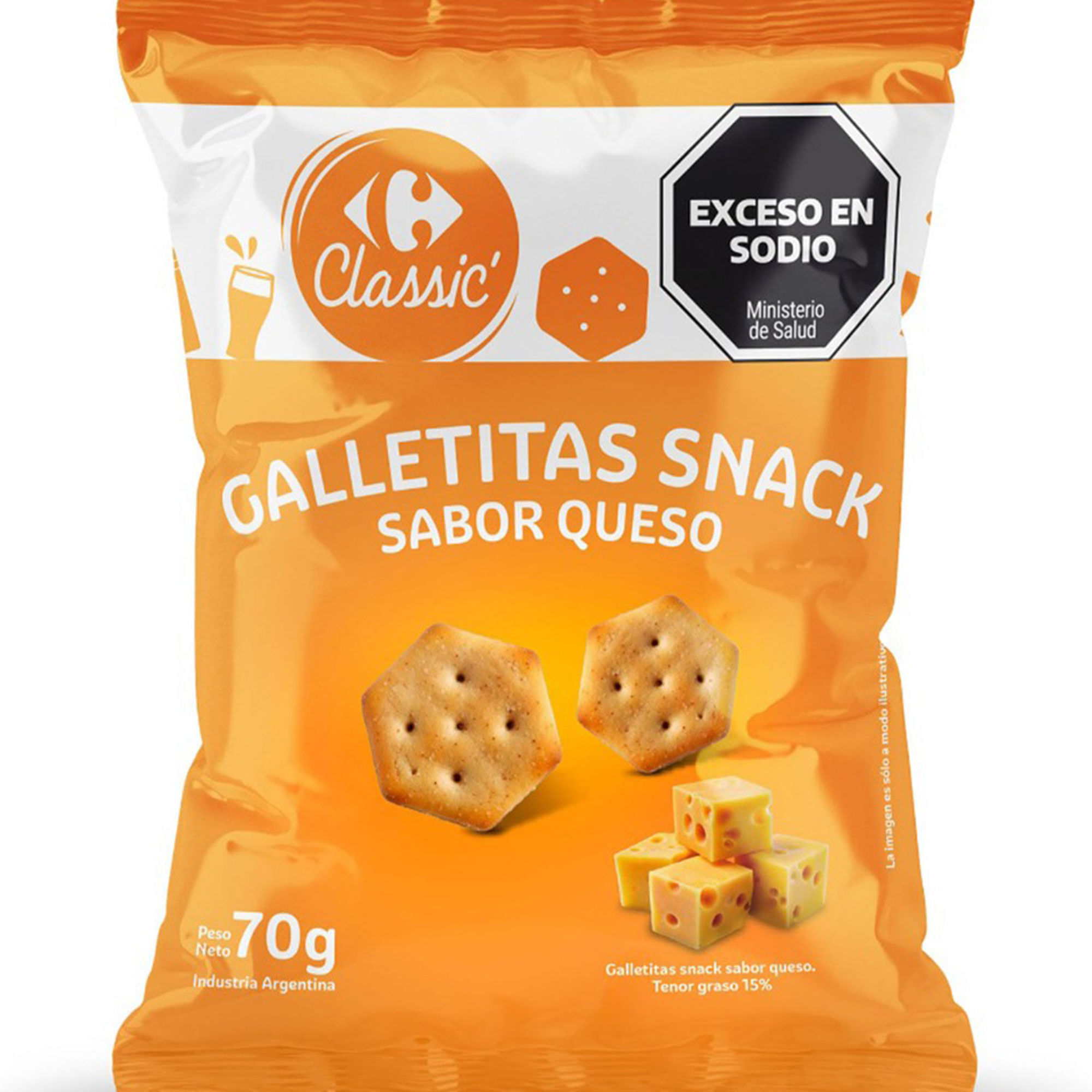 Galletitas snack Carrefour Classic sabor queso 70 grs