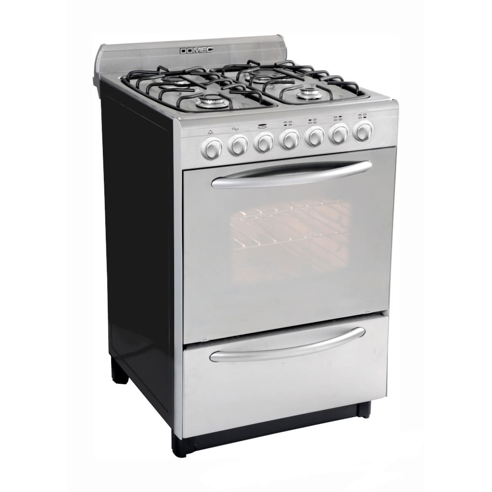Cocina Domec Cxuleav Reflex, Multigas, 56 Cms., Luz, Encendido , Autolimpiante, Cajon Parrilla, Ac Inoxidable