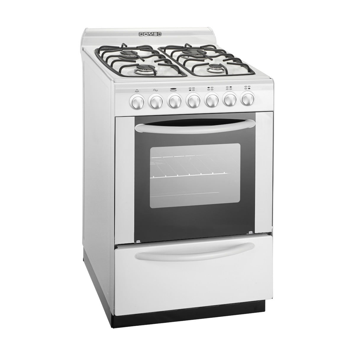 Cocina Domec Cbuleav, Multigas, 56 Cms, Luz, Encendido Electrico, Autolimpiante, Cajon Parrilla, Blanca