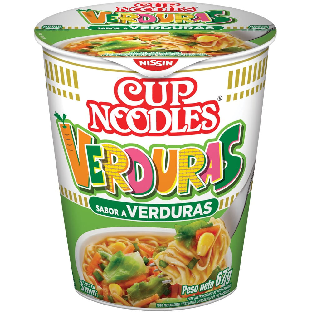 Fideos noodles Nissin sabor verdura vaso 65 g.