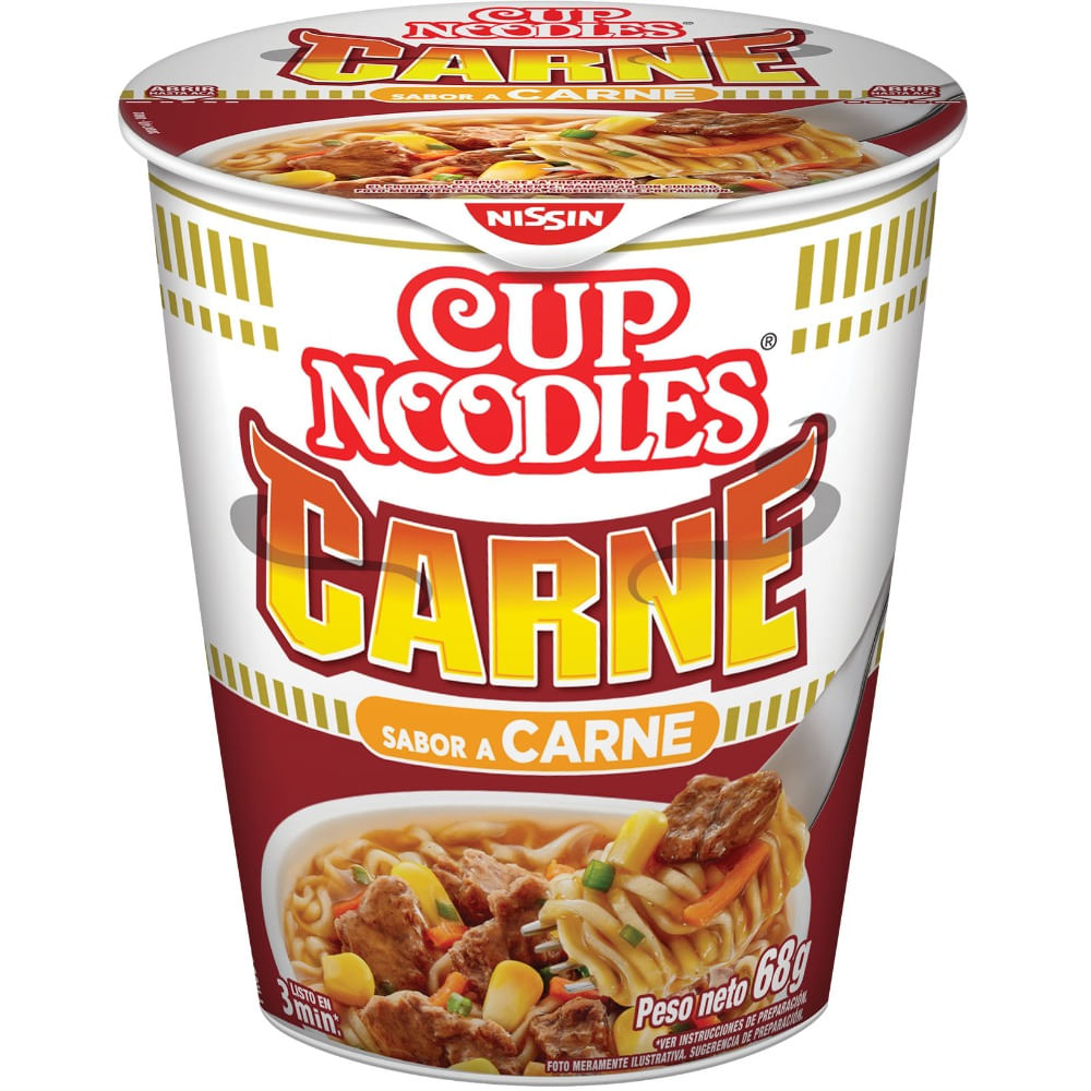 Fideos noodles Nissin sabor carne vaso 69 g.